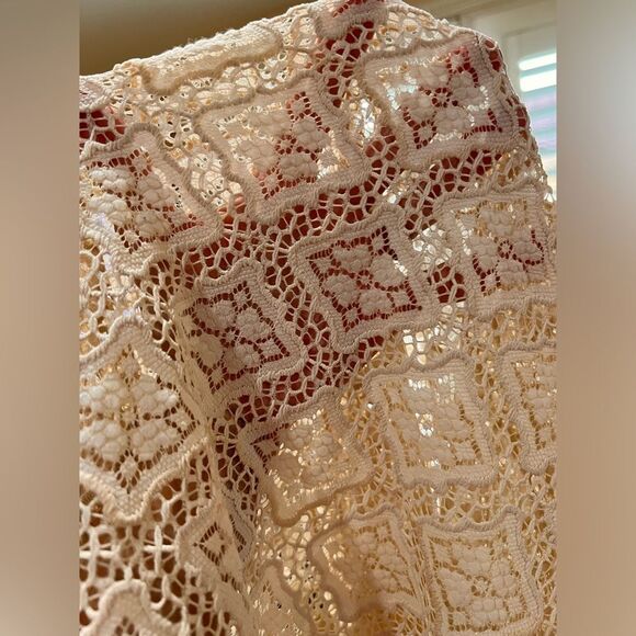 Boho Crochet Kimono Robe Cover-Up Cream Lace Sheer Beach Resort M Maaji Anthro - Picture 5 of 9